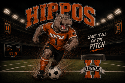 "Leave It All On The Pitch" – Soccer - Hutto Hippos 20oz Skinny Tumbler