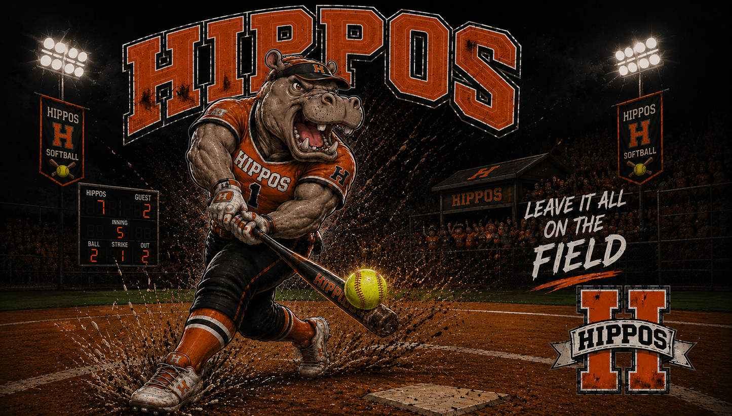 "Leave It All On The Field" – Softball - Hutto Hippos 20oz Skinny Tumbler