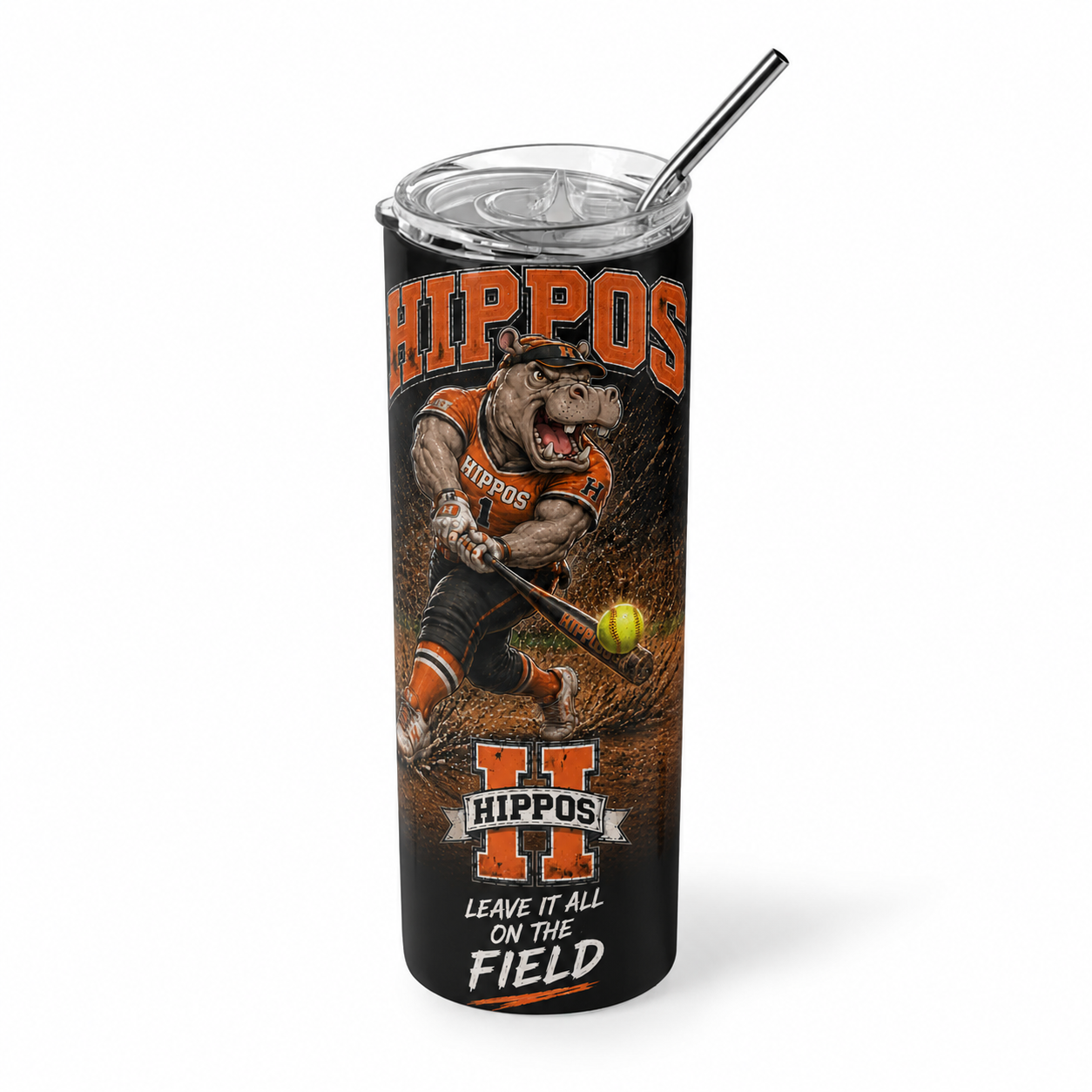 "Leave It All On The Field" – Softball - Hutto Hippos 20oz Skinny Tumbler
