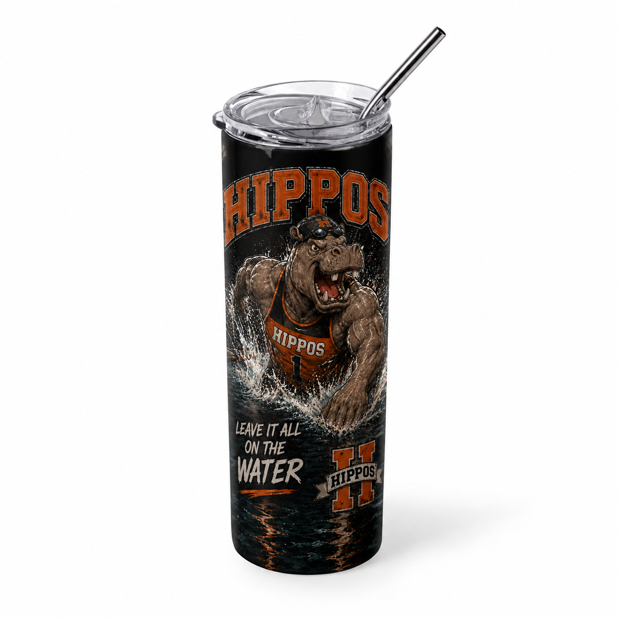 "Leave It All On The Water" – Swimming - Hutto Hippos 20oz Skinny Tumbler