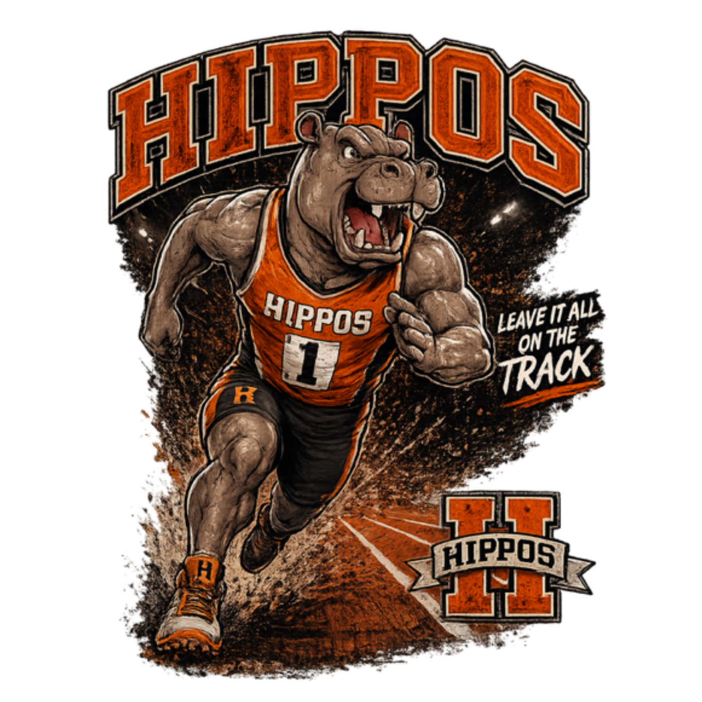 Hippo Track" Fierce Mascot Unisex T-Shirt