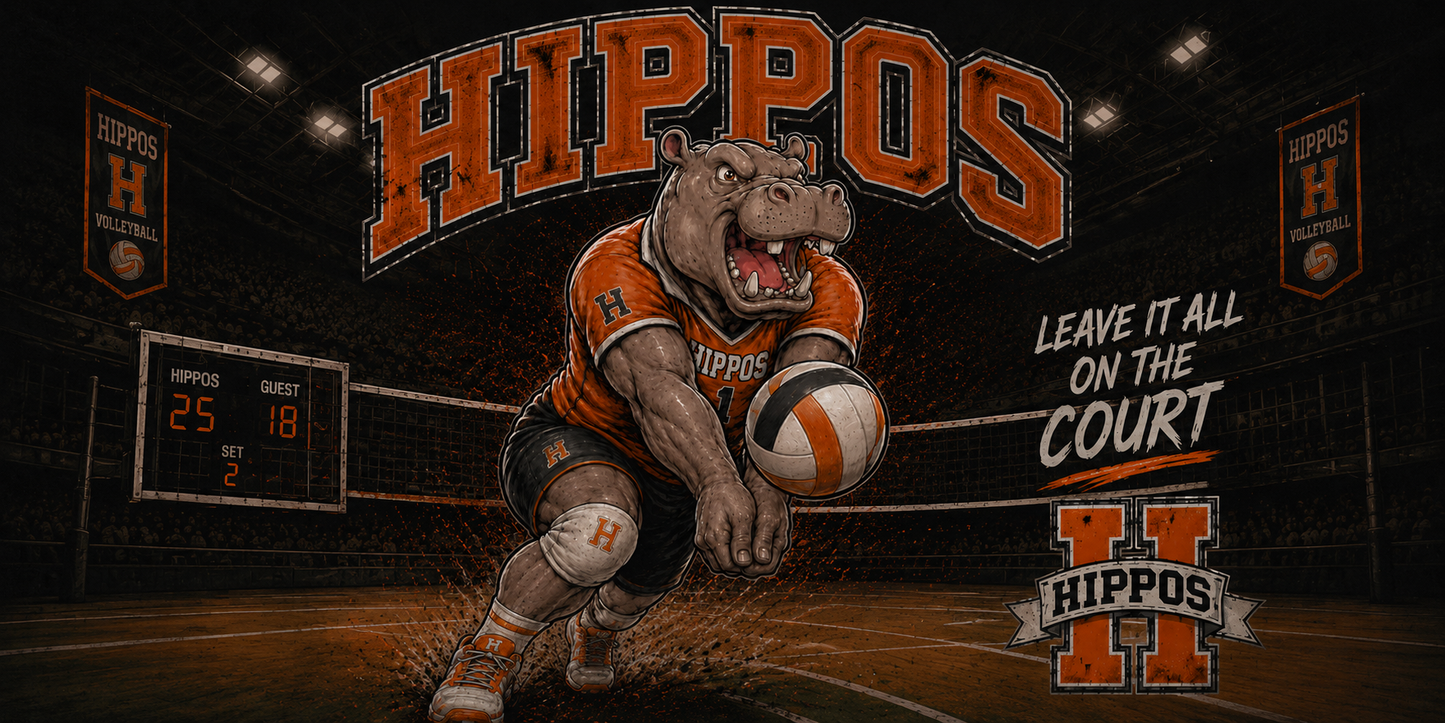 "Leave It All On The Court" – Volleyball - Hutto Hippos 20oz Skinny Tumbler