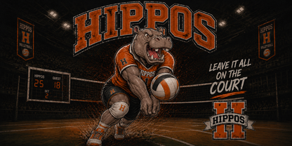 "Leave It All On The Court" – Volleyball - Hutto Hippos 20oz Skinny Tumbler