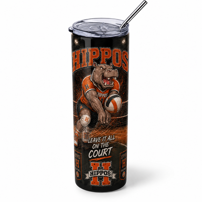 "Leave It All On The Court" – Volleyball - Hutto Hippos 20oz Skinny Tumbler
