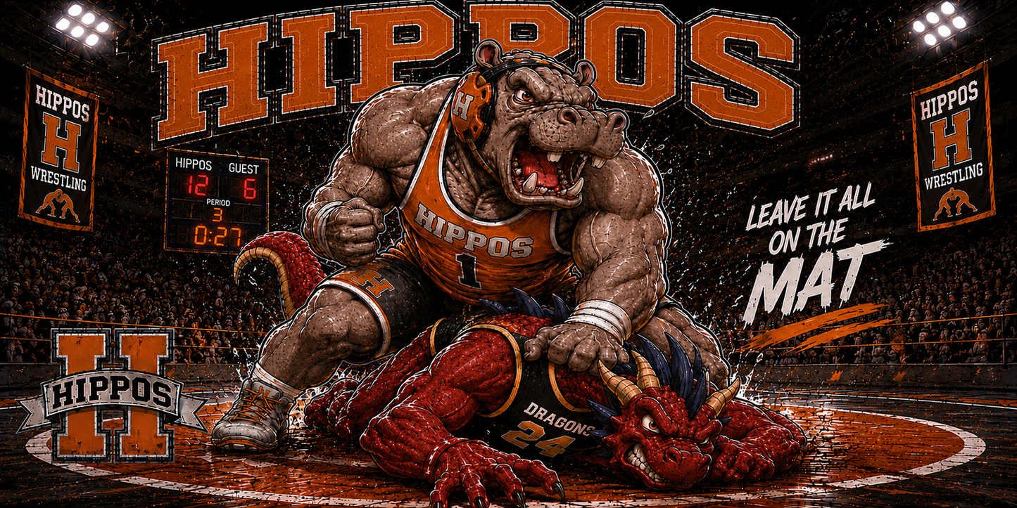 "Leave It All On The Mat" – Wrestling - Hutto Hippos 20oz Skinny Tumbler