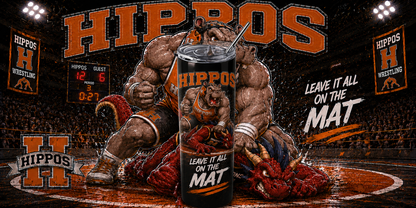 "Leave It All On The Mat" – Wrestling - Hutto Hippos 20oz Skinny Tumbler