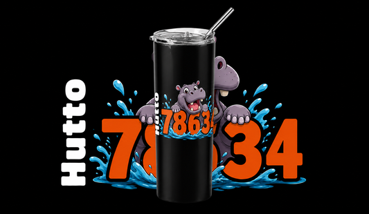 "Hutto Hippo 78634" – Fun &amp; Friendly 20oz Skinny Tumbler