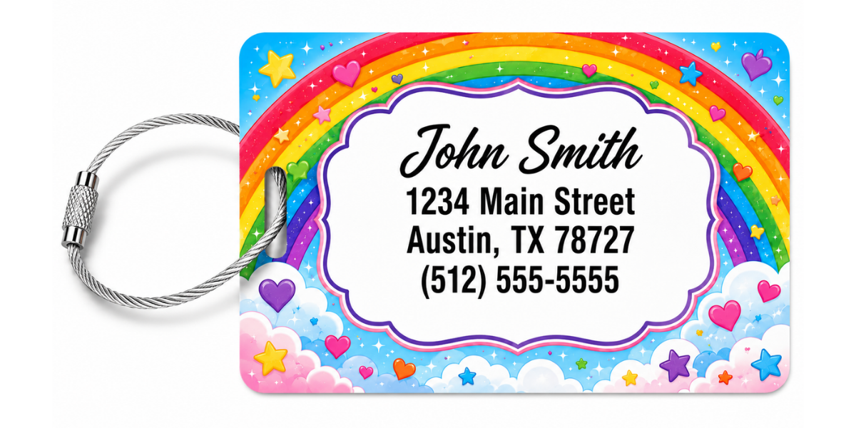 Rainbow Hearts Customized Luggage Tag product image - Luggagetags Rainbow Hearts Customized