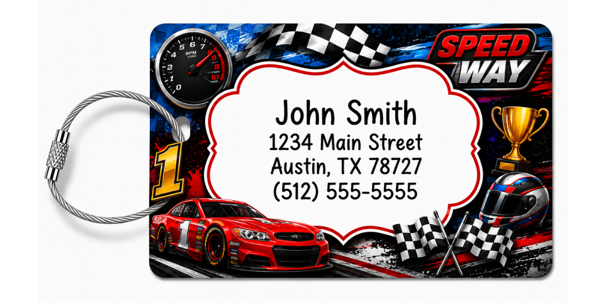 Speedway Racing Customized Luggage Tag product image - Luggagetags Speedway Racing Customized