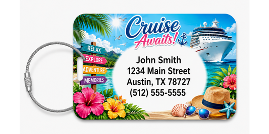 Cruise Awaits Customized Luggage Tag product image - Luggagetags Cruise Awaits Customized Db50