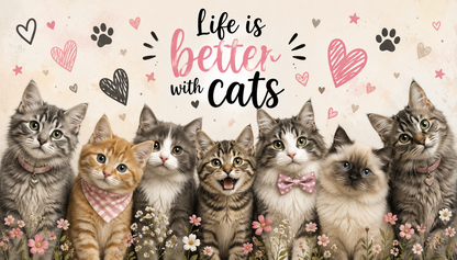 Feline Paradise: "Life Is Better With Cats" 20oz Skinny Tumbler