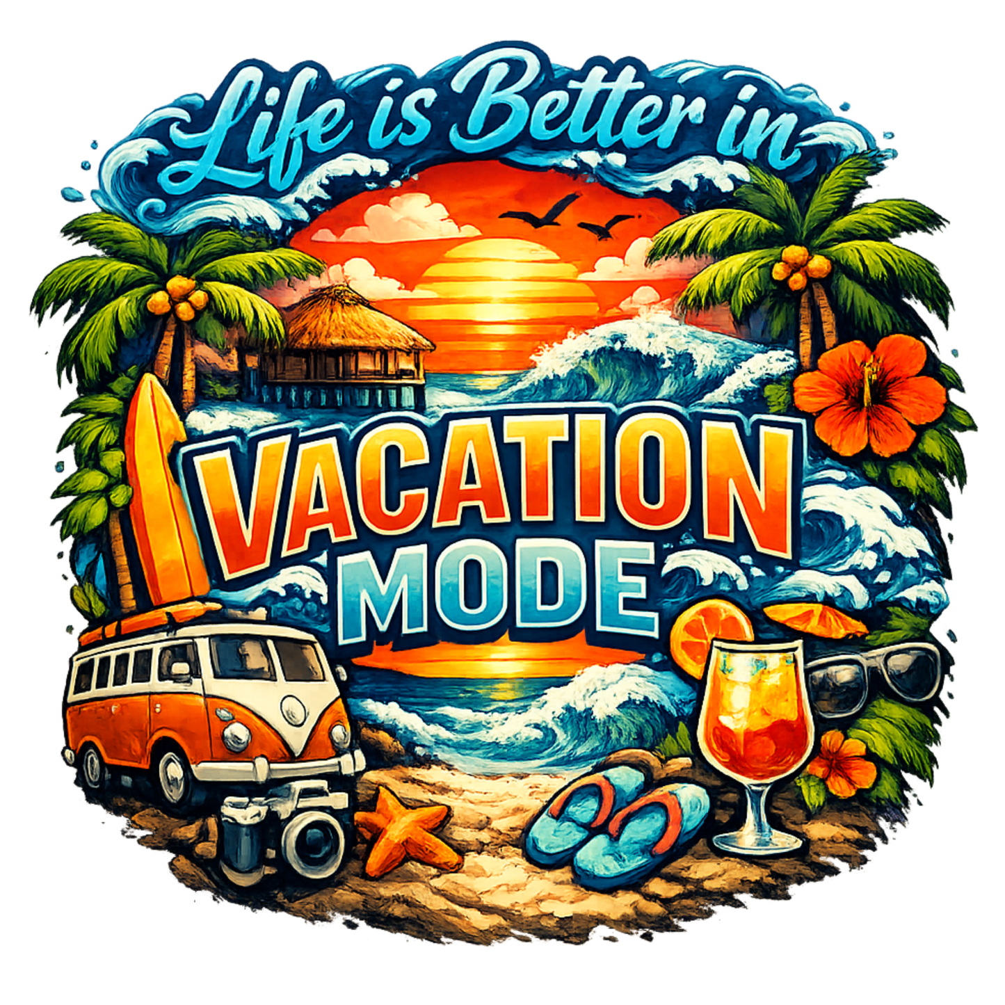 "Life is Better in Vacation Mode" Tropical Unisex T-Shirt