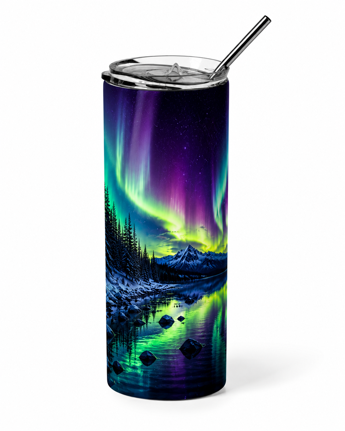 Arctic Wonder: Aurora Borealis 20oz Skinny Tumbler
