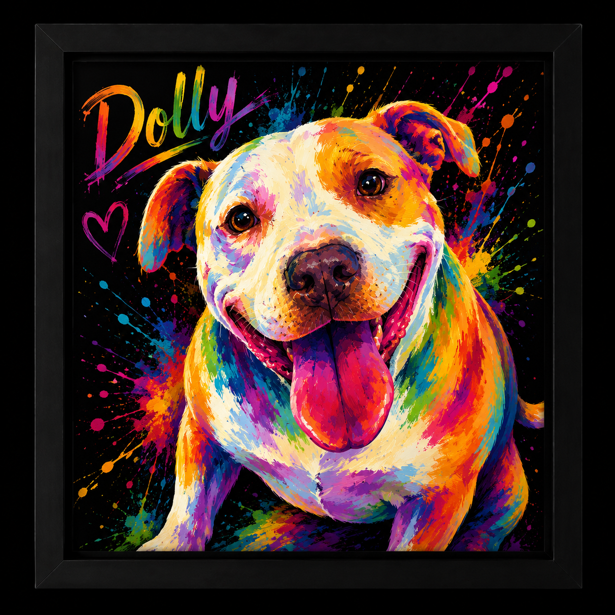 Custom Pet Portrait – Rainbow Splash Canvas (8"x10")