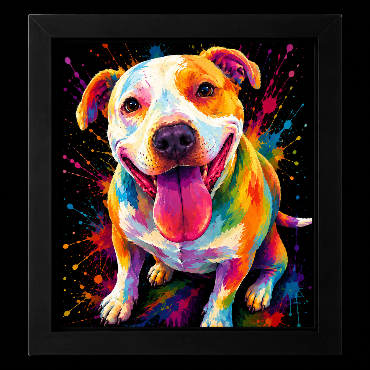 Custom Pet Portrait – Rainbow Splash Canvas (8"x10")