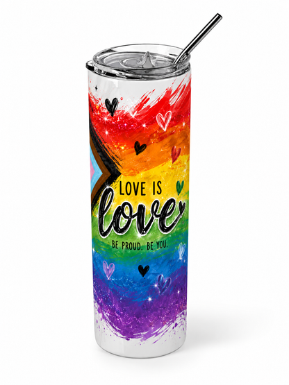 Vibrant Unity: "Love Is Love" Pride 20oz Skinny Tumbler