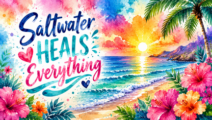 Coastal Therapy: "Saltwater Heals Everything" 20oz Skinny Tumbler