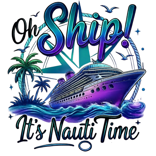 "Oh Ship! It's Nauti Time" Vacation Unisex T Shirt white shirt mockup - Its Nauti Time Vacation Unisex