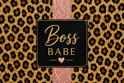 "Boss Babe" Leopard & Rose Gold 20oz Skinny Tumbler tumbler product image - Boss Babe Leopard Gold 20oz