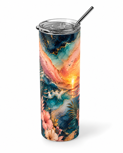 Celestial Tropical Sunset 20oz Skinny Tumbler tumbler product image - Celestial Tropical Sunsett 20oz Skinny