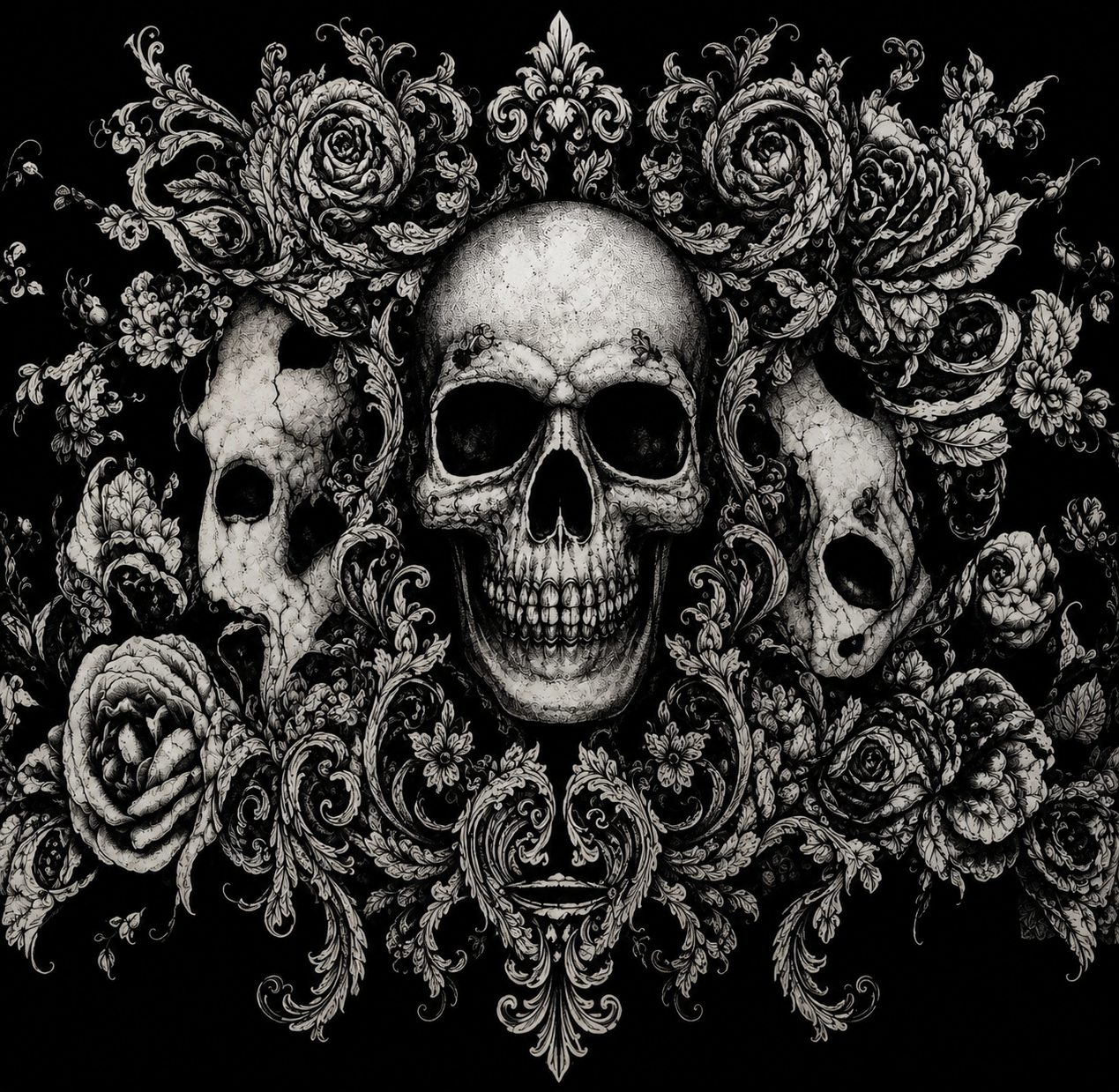 Gothic Floral Skull 20oz Skinny Tumbler tumbler product image
