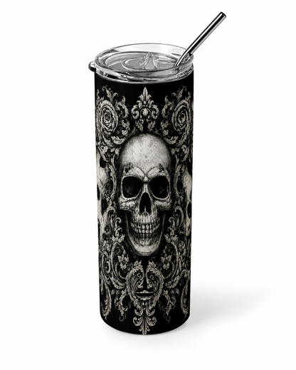Gothic Floral Skull 20oz Skinny Tumbler tumbler product image