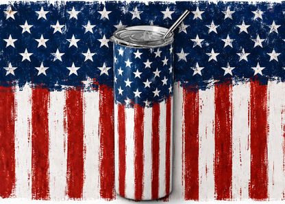 Rustic Distressed American Flag 20oz Skinny Tumbler design and tumbler product image