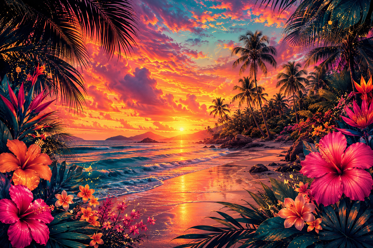Tropical Hibiscus Sunset 20oz Skinny Tumbler tumbler product image