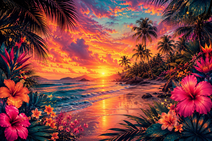 Tropical Hibiscus Sunset 20oz Skinny Tumbler tumbler product image