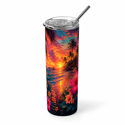Tropical Hibiscus Sunset 20oz Skinny Tumbler tumbler product image