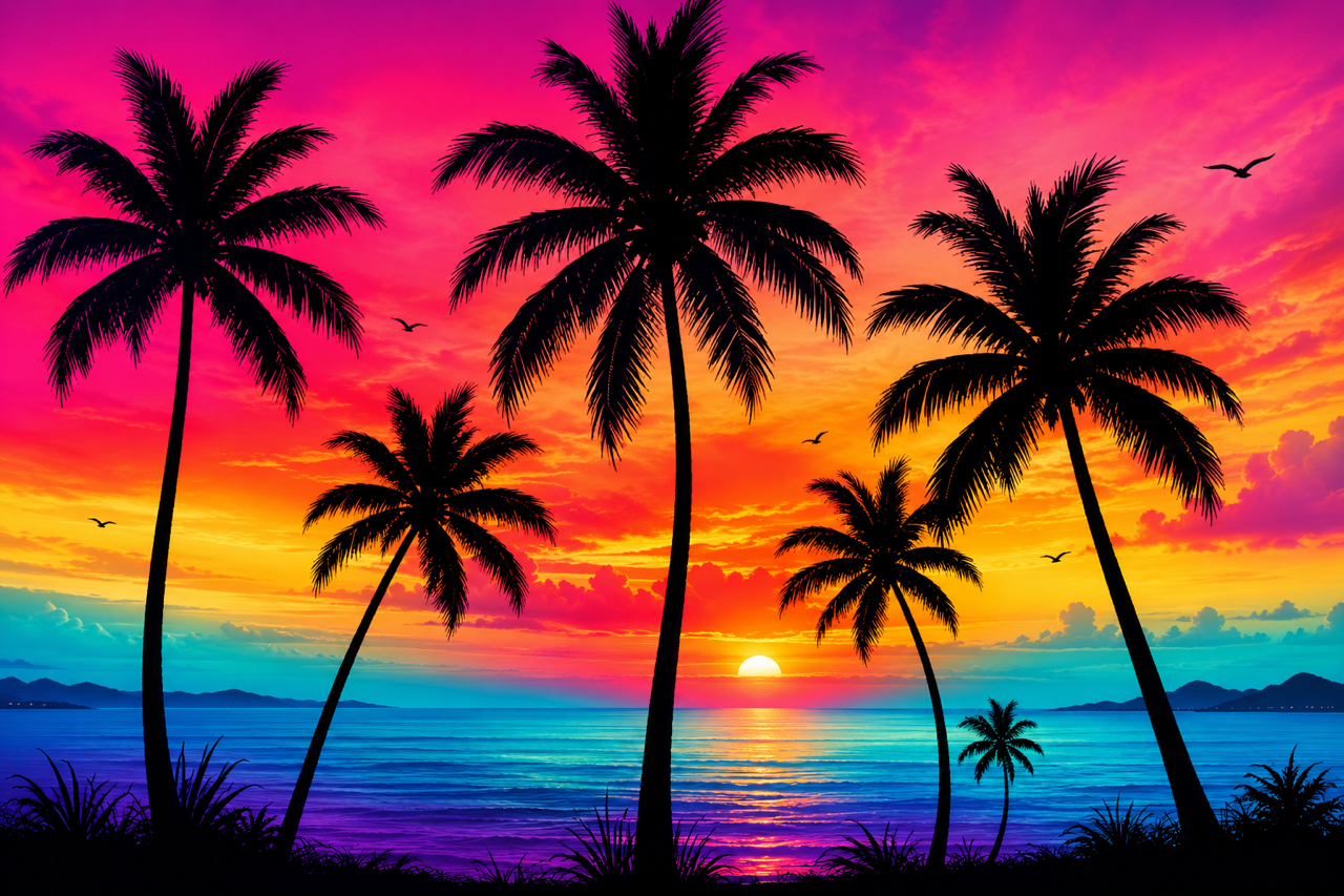 Tropical Sunset Paradise 20oz Skinny Tumbler tumbler product image
