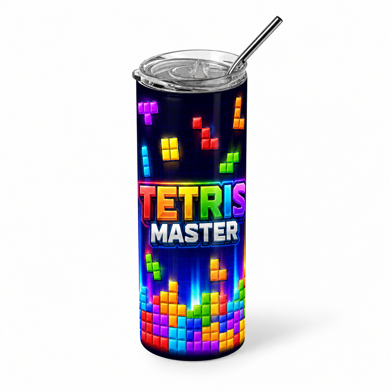 Retro Arcade Nostalgia: "Tetris Master" 20oz Skinny Tumbler