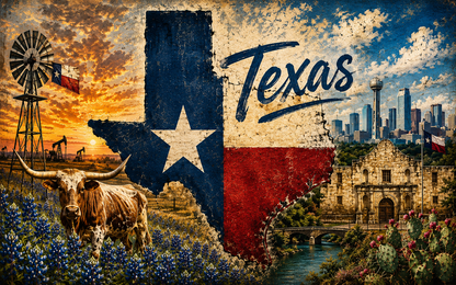 Lone Star Heritage: Vintage Texas Collage 20oz Skinny Tumbler