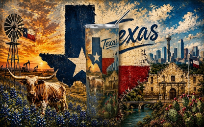 Lone Star Heritage: Vintage Texas Collage 20oz Skinny Tumbler