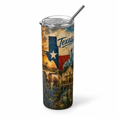 Lone Star Heritage: Vintage Texas Collage 20oz Skinny Tumbler