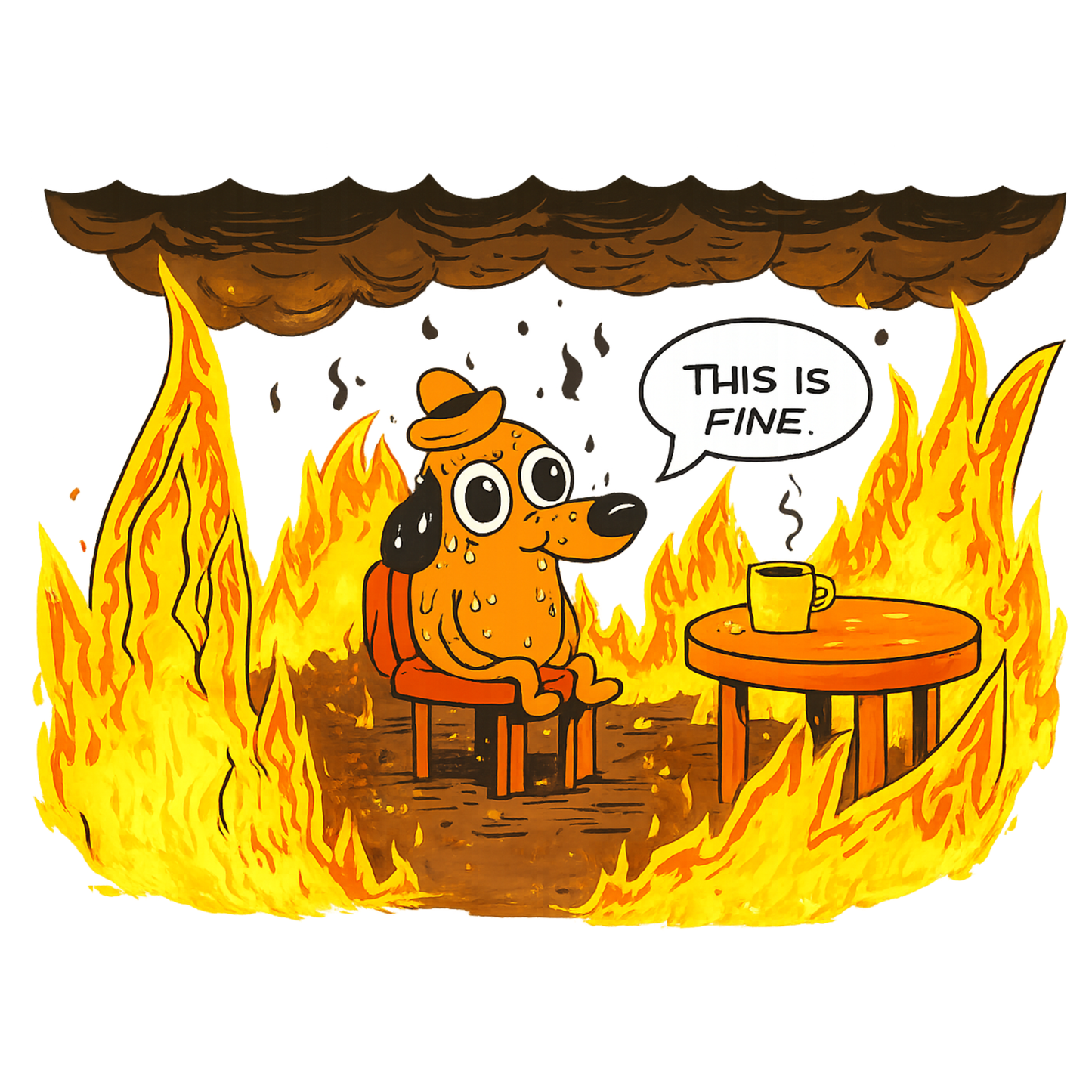 "This Is Fine" Iconic Meme Unisex T-Shirt