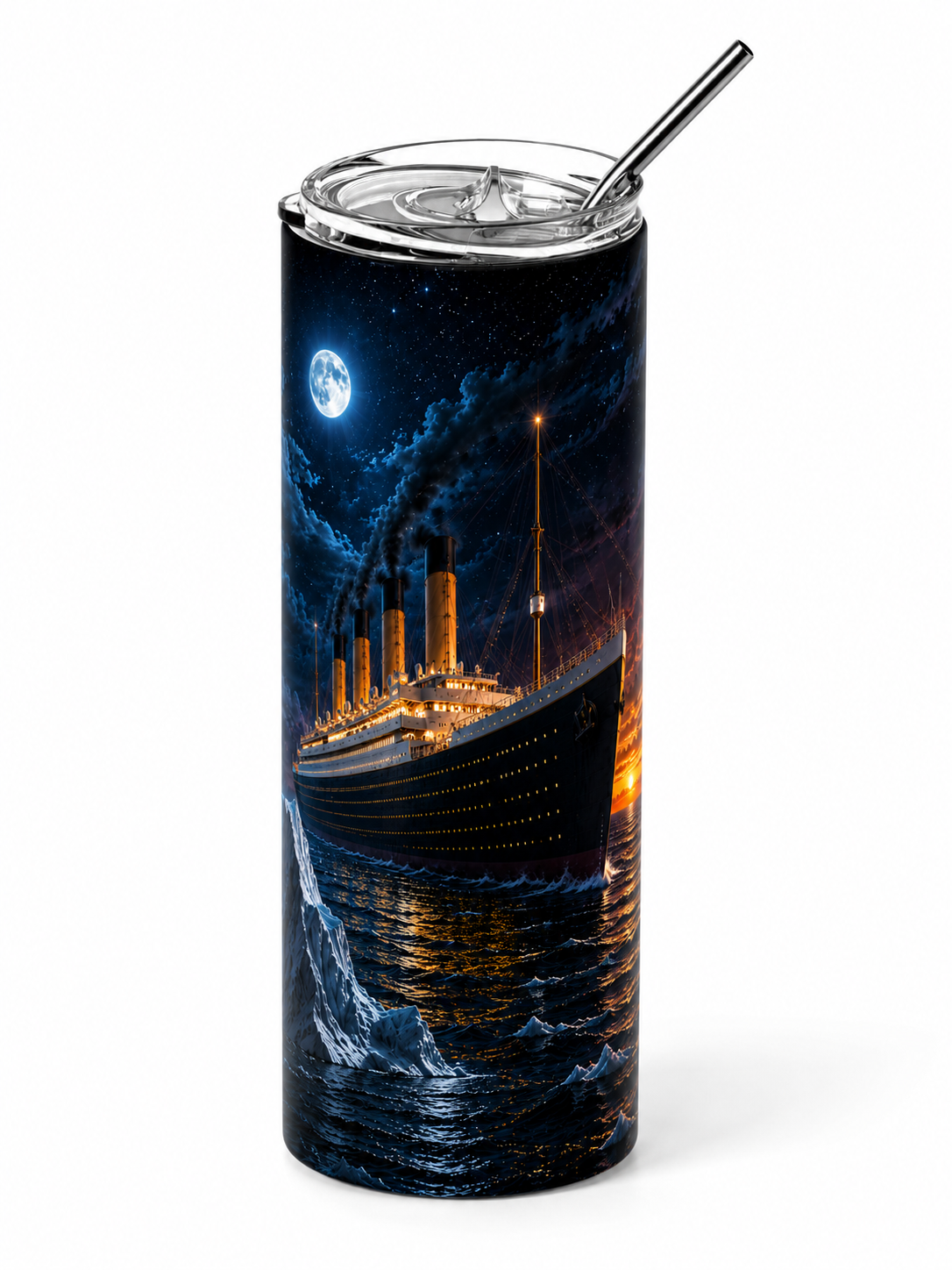 Ocean Majesty: Titanic Midnight Voyage 20oz Skinny Tumbler