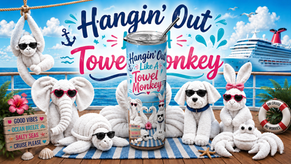 Cruise Vibes: "Hangin' Out Like A Towel Monkey" 20oz Skinny Tumbler