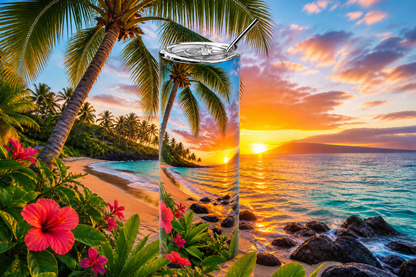 Paradise Found: Tropical Beach Sunset 20oz Skinny Tumbler