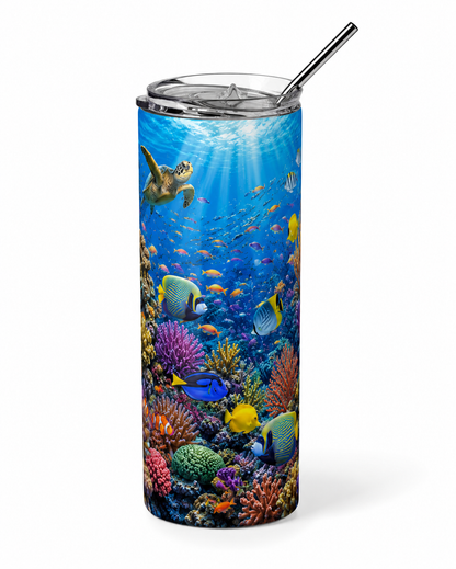 Ocean Majesty: Vibrant Coral Reef 20oz Skinny Tumbler