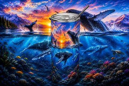 Majestic Giants: Humpback Whale Horizon 20oz Skinny Tumbler