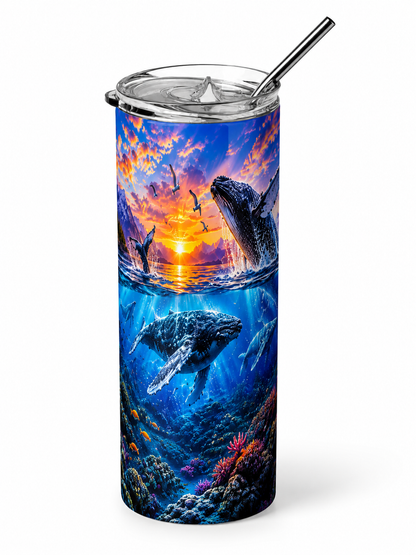 Majestic Giants: Humpback Whale Horizon 20oz Skinny Tumbler