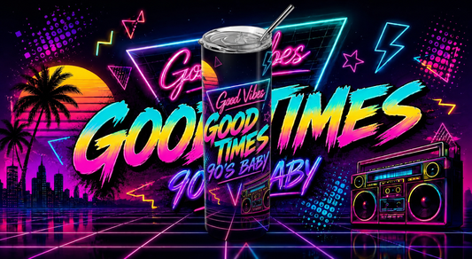 Retro Nostalgia: Good Vibes & Good Times 90s Baby 20oz Skinny Tumbler