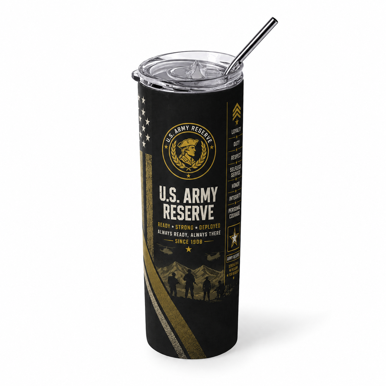 Always Ready: United States Army Reserve 20oz Skinny Tumbler