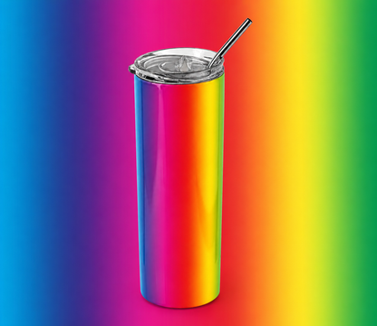 Radiate Good Vibes: Vibrant Rainbow 20oz Skinny Tumbler