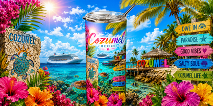 Tropical Paradise: Cozumel Mexico Cruise 20oz Skinny Tumbler
