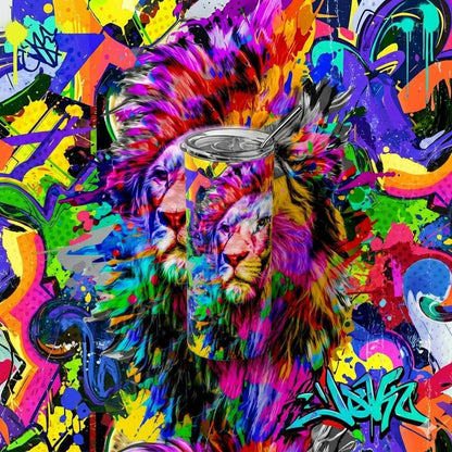 Fierce & Bold: Graffiti Lion Art 20oz Skinny Tumbler