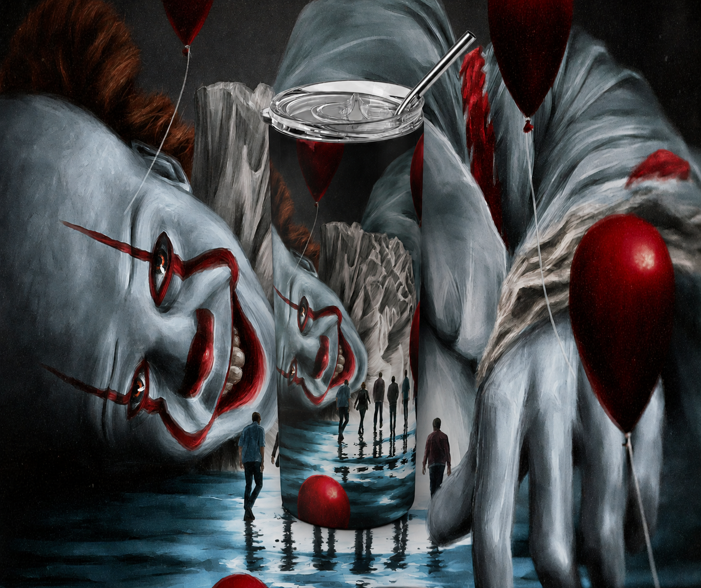 You'll Float Too: Cinematic Horror Clown 20oz Skinny Tumbler