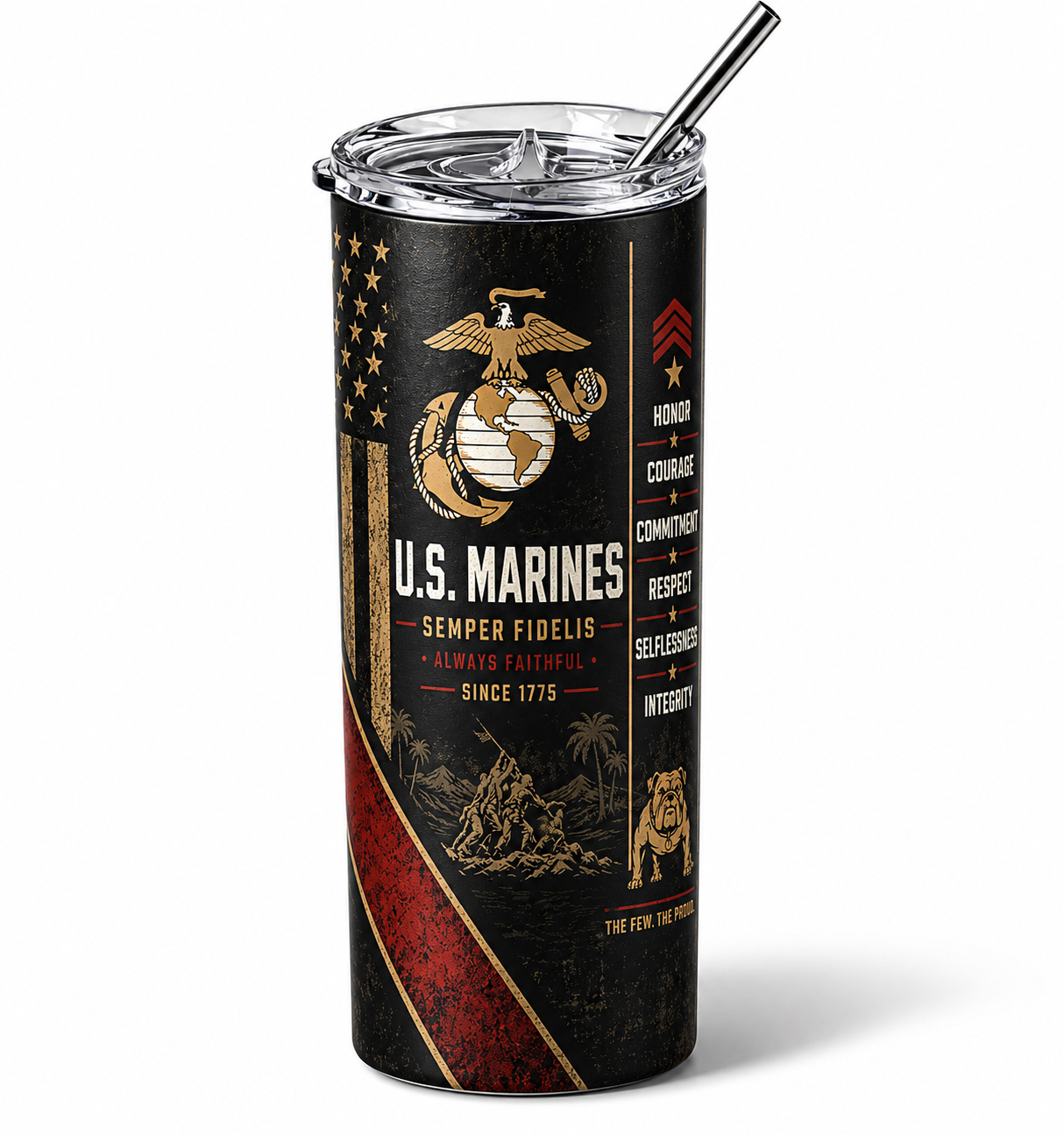 Semper Fidelis: United States Marines 20oz Skinny Tumbler