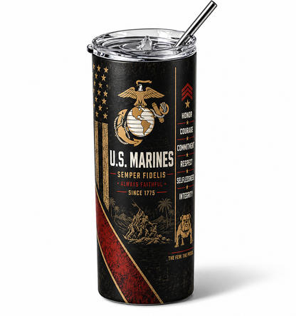 Semper Fidelis: United States Marines 20oz Skinny Tumbler